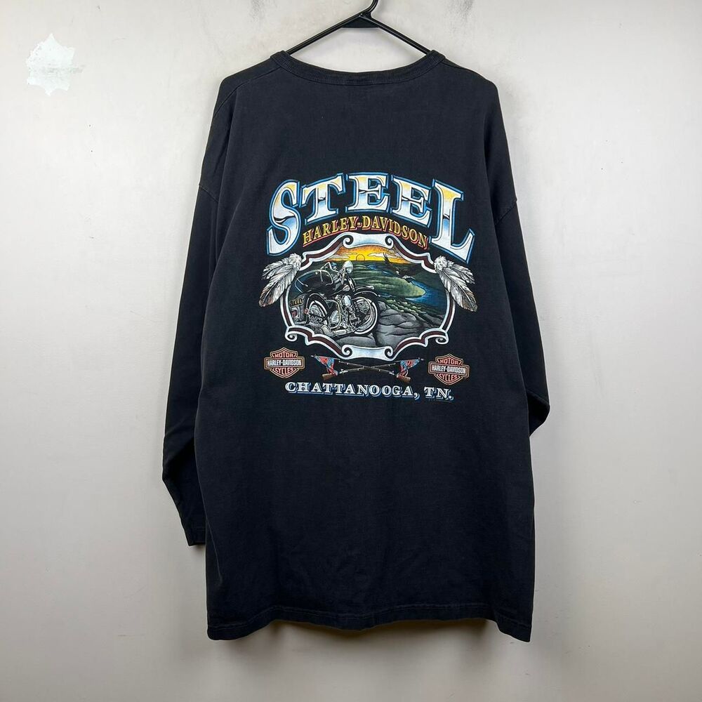 Vintage 90s Harley Davidson Black Long Sleeve Shirt Size XXXL